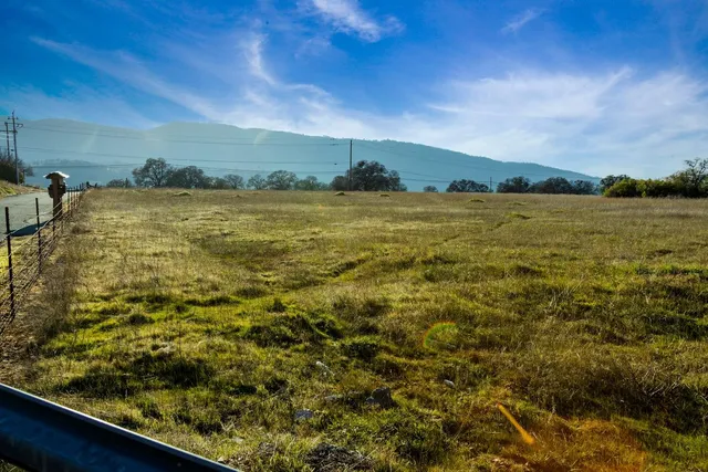 a view of a lake from a yard