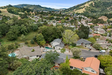 an aerial view of a house
