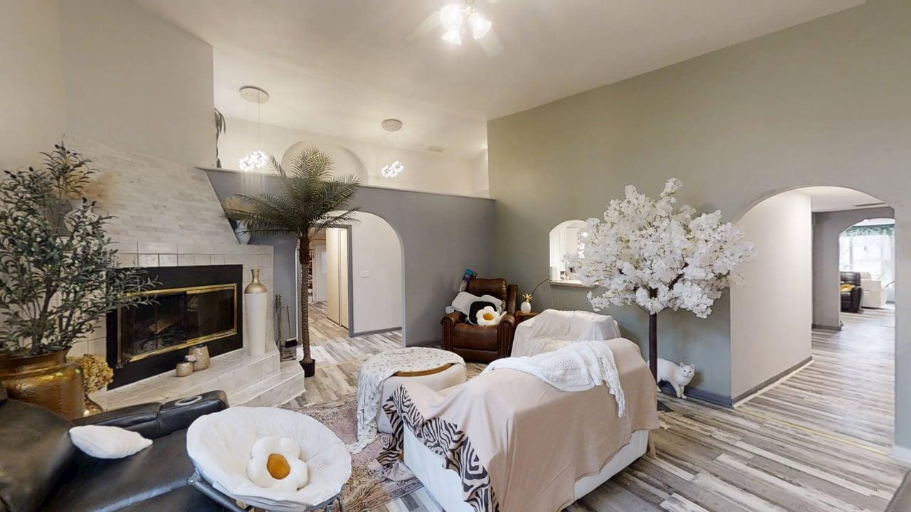 23 Greenridge Drive Decatur, IL 62526 - Photo 16 of 42 a living room with furniture a fireplace and a potted plant