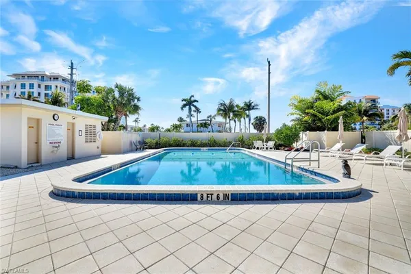 a view of outdoor space and swimming pool
