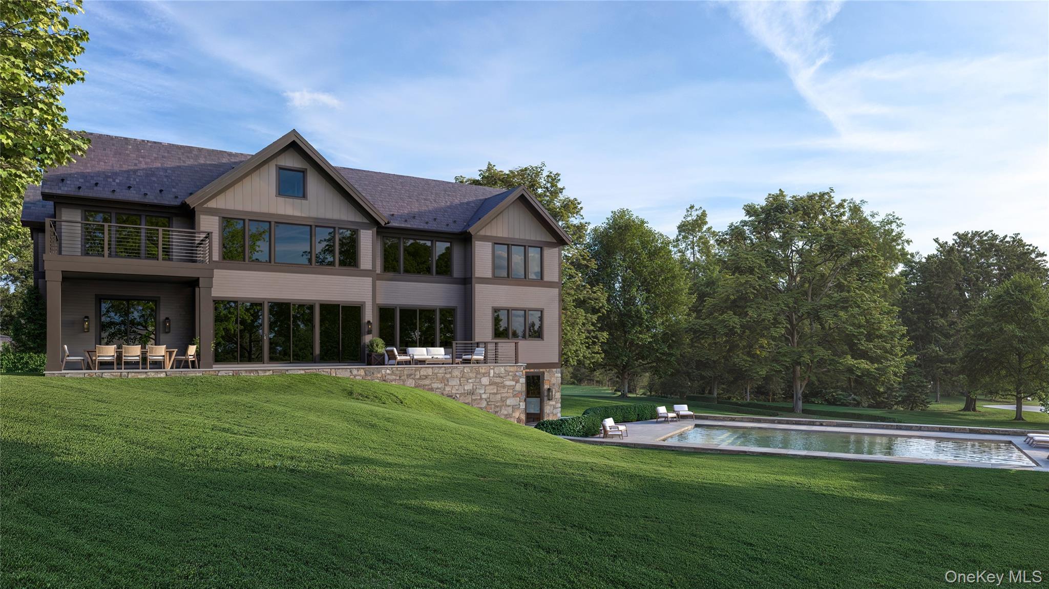 1 Hemlock Hill Road Bedford, NY 10506 - Photo 2 of 4 a view of a big house with a big yard and large trees