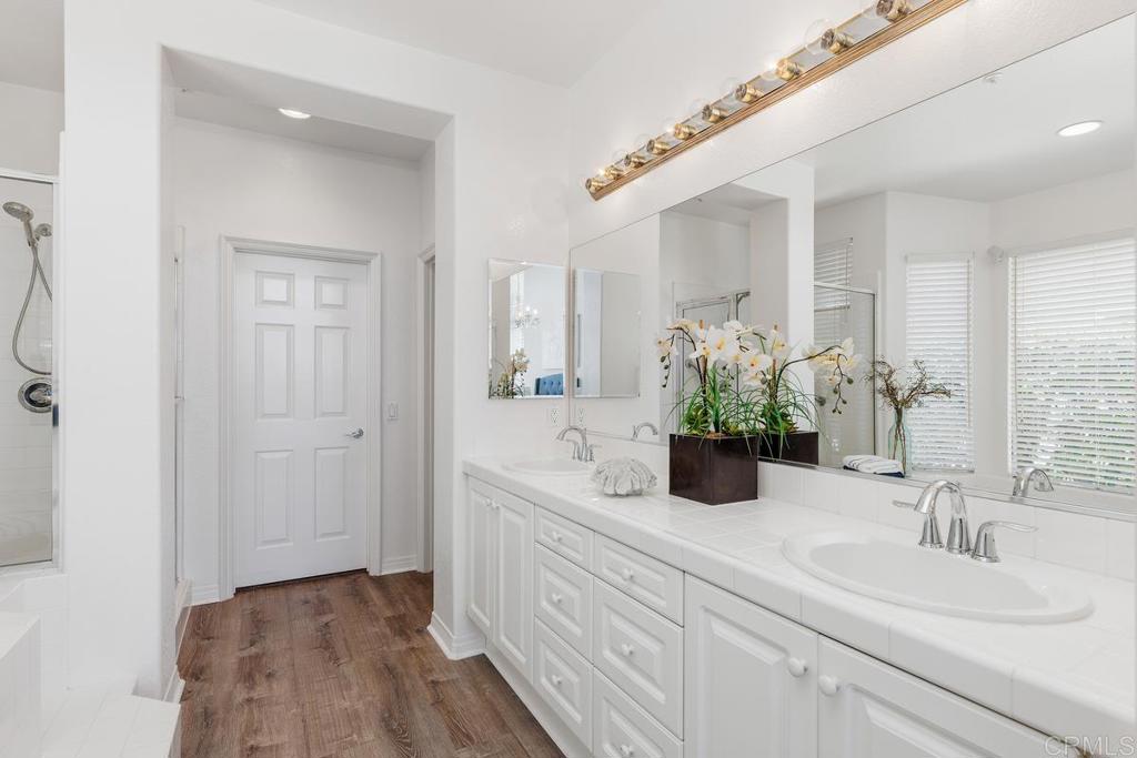 250 Pacific View Lane Encinitas, CA 92024 - Photo 23 of 40 a bathroom with a double vanity sink and a mirror