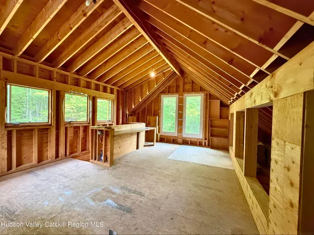 a view of a garden with an outdoor space