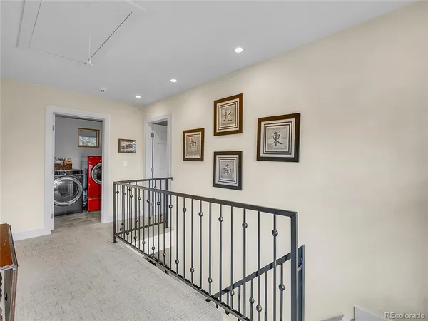 a view of a hallway with workspace