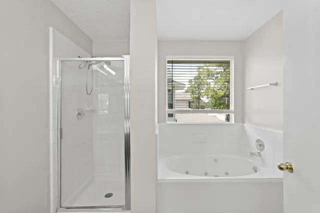 a bathroom with a bathtub