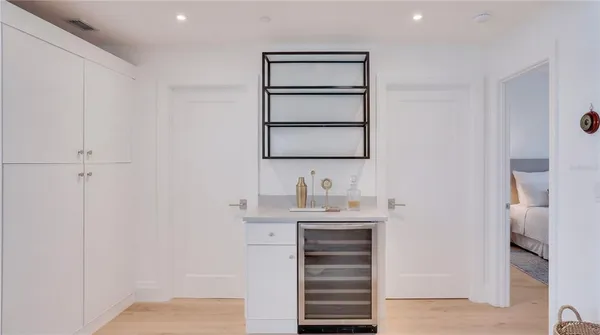 a view of an empty walk in closet