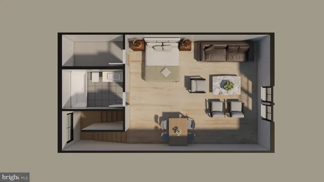 a view of living room with furniture and window