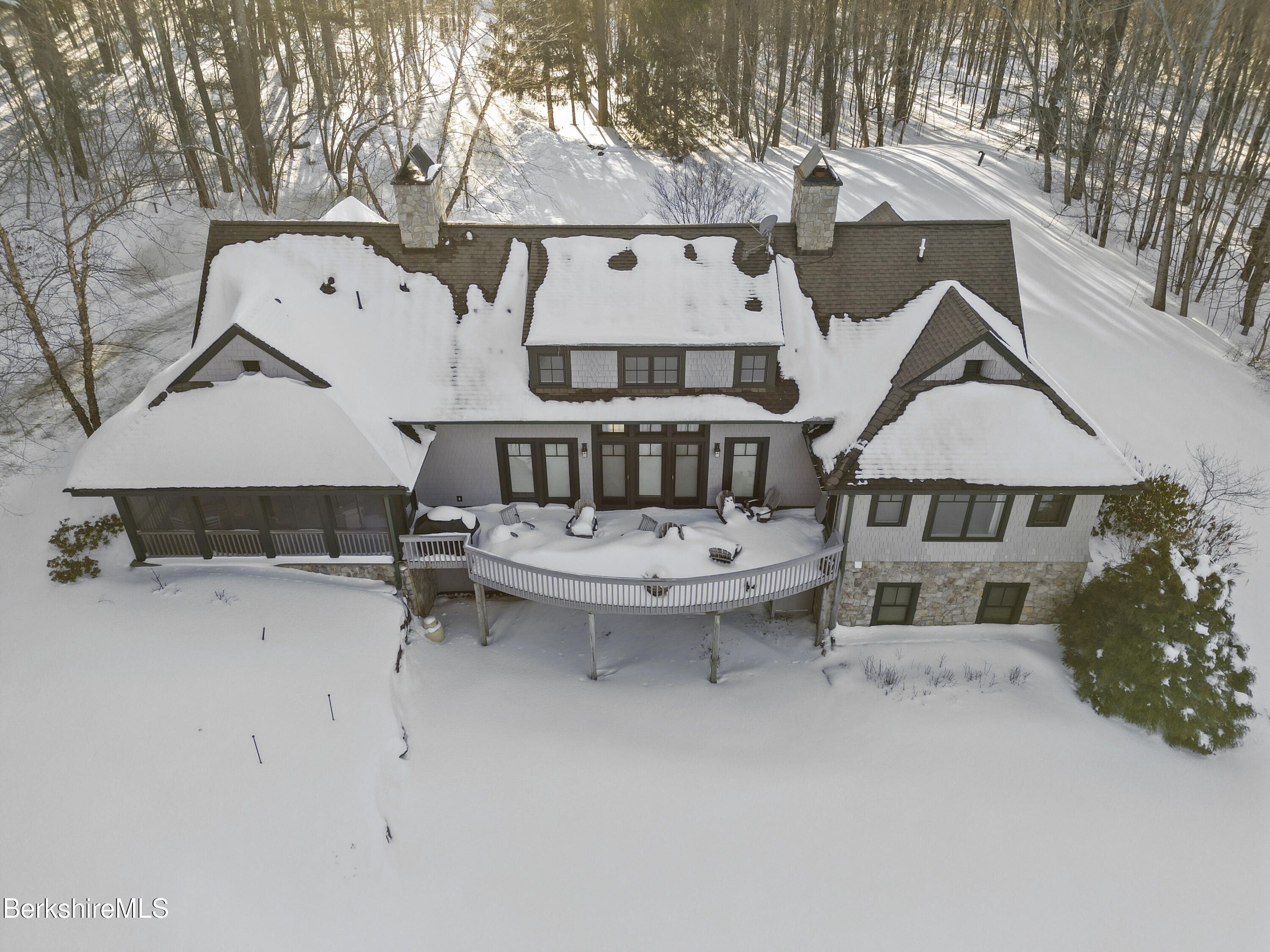 201 Stratford Road New Marlborough, MA 01259 - Photo 73 of 77 an aerial view of a house with roof deck