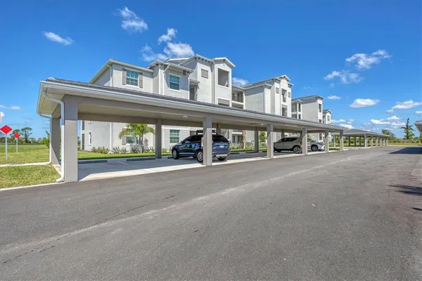 a hallway with sliding door and mountain view
