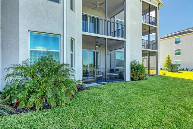 a view of a swimming pool with a garden