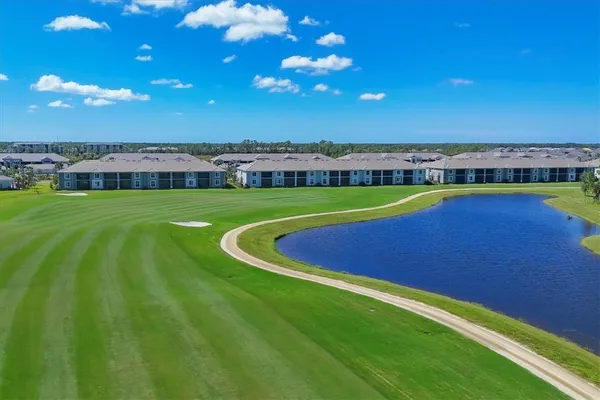 a view of a tennis ground with large trees