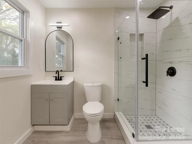 a row of trees and residential houses with outdoor space