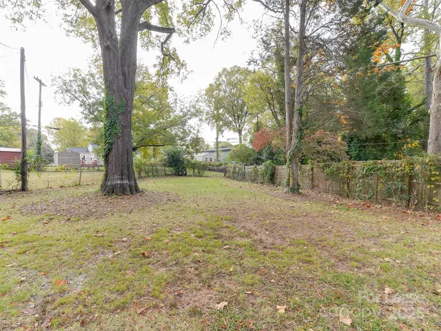 a view of a house with backyard and tree