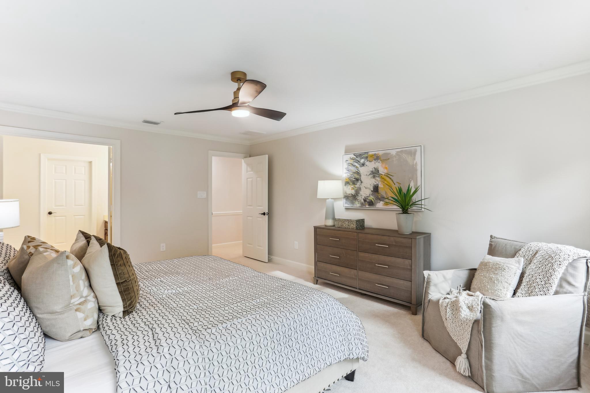 9409 Thornedike Drive Laytonsville, MD 20882 - Photo 40 of 86 a bedroom with a bed and ceiling fan