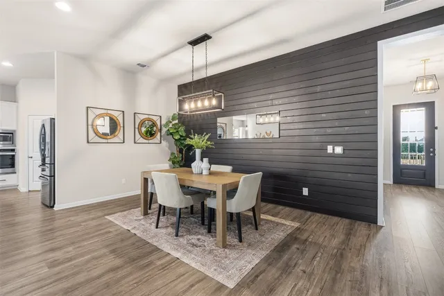 a workspace with wooden floor