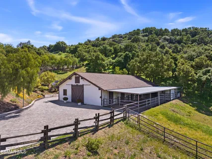 a aerial view of a house with a garden