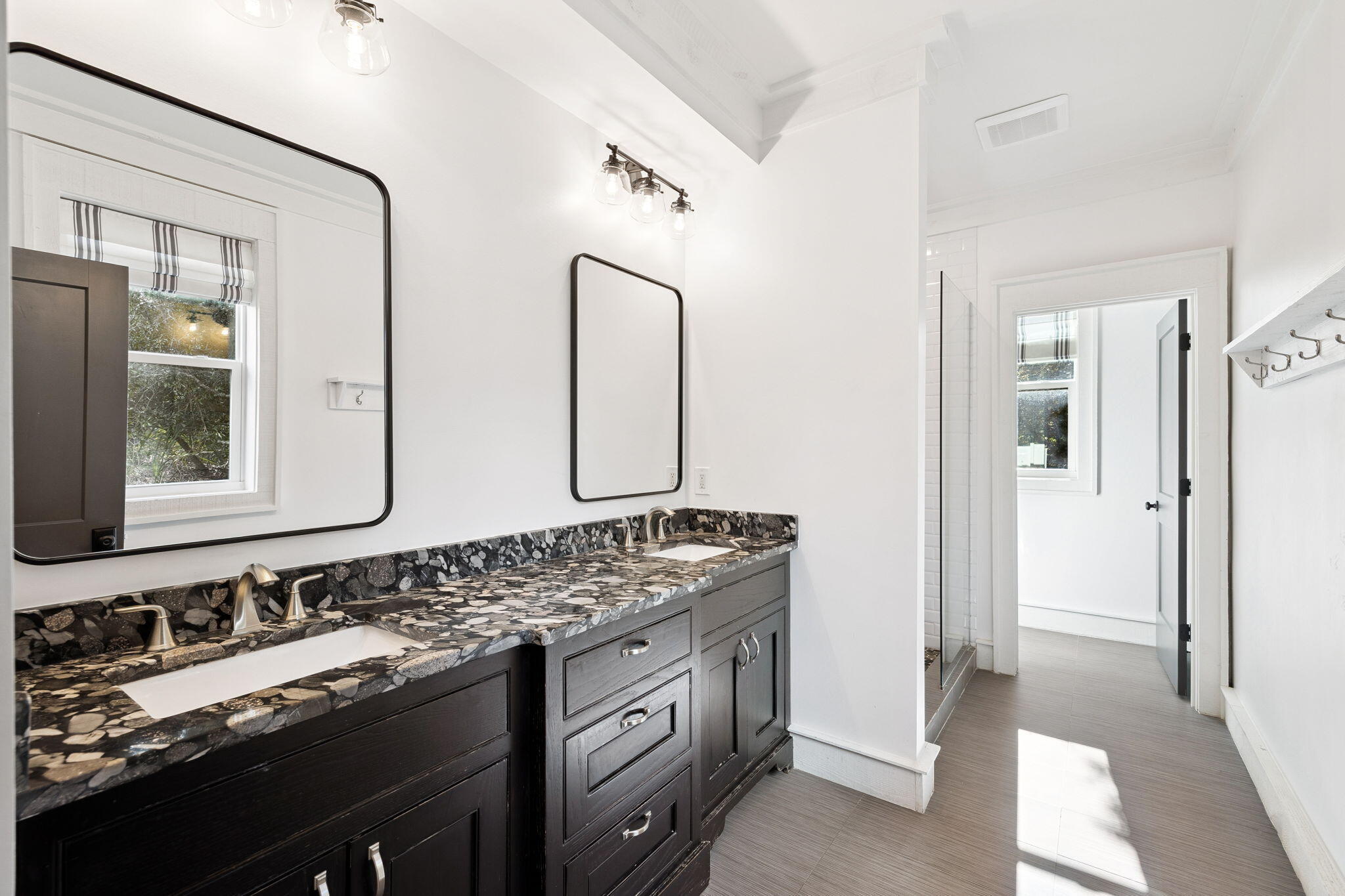 425 Beachfront Trail Santa Rosa Beach, FL 32459 - Photo 94 of 117 a bathroom with a granite countertop sink and a mirror
