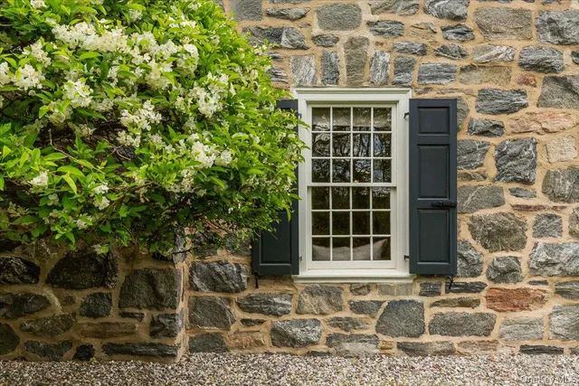 a front view of a house with a window