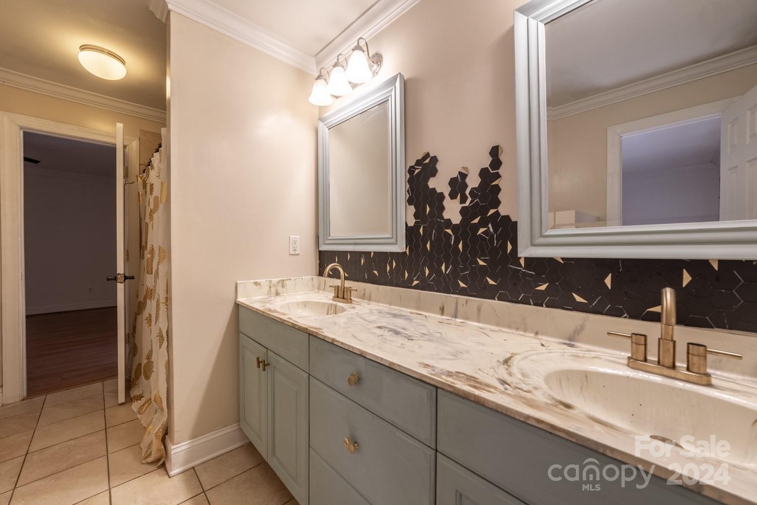 1177 Molokai Drive Tega Cay, SC 29708 - Photo 25 of 41 a bathroom with a granite countertop sink and a mirror