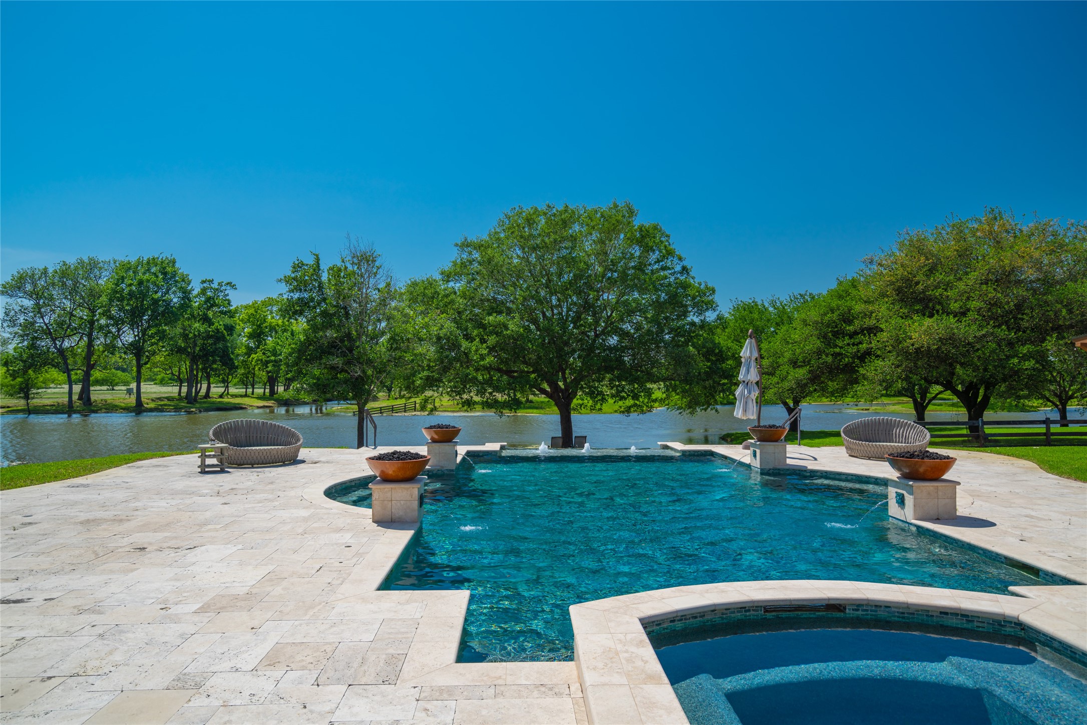 21729 Farm To Market 1887 Hempstead, TX 77445 - Photo 22 of 49 Another view of the BACKYARD POOL looking outward through the majestic trees to the lake beyond. What a great spot to relax and enjoy all the fabulous scenery and vistas!