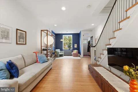a living room with furniture and a couch