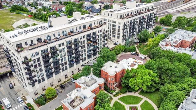 an aerial view of a house