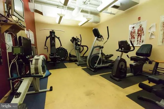 a room with gym equipment
