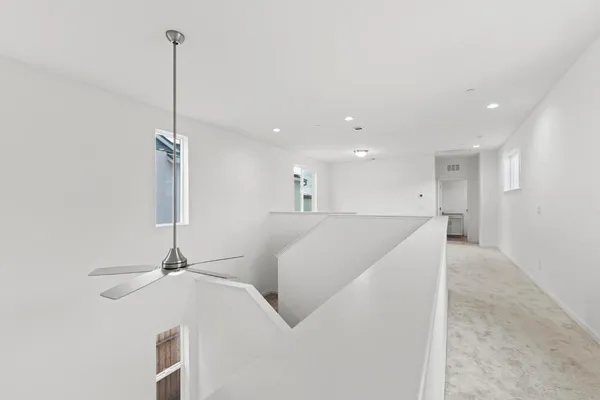 a view of a room with a window