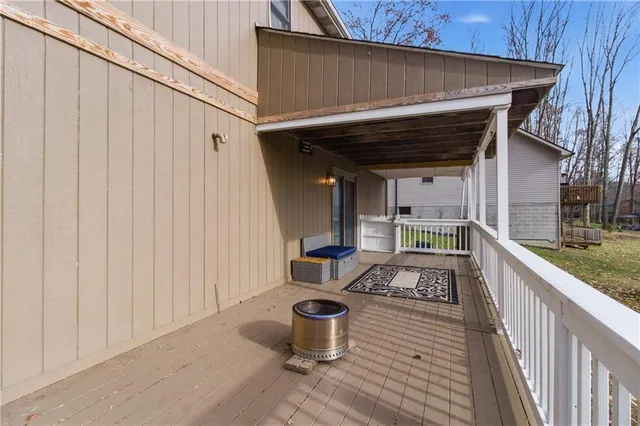 a view of a patio on the deck