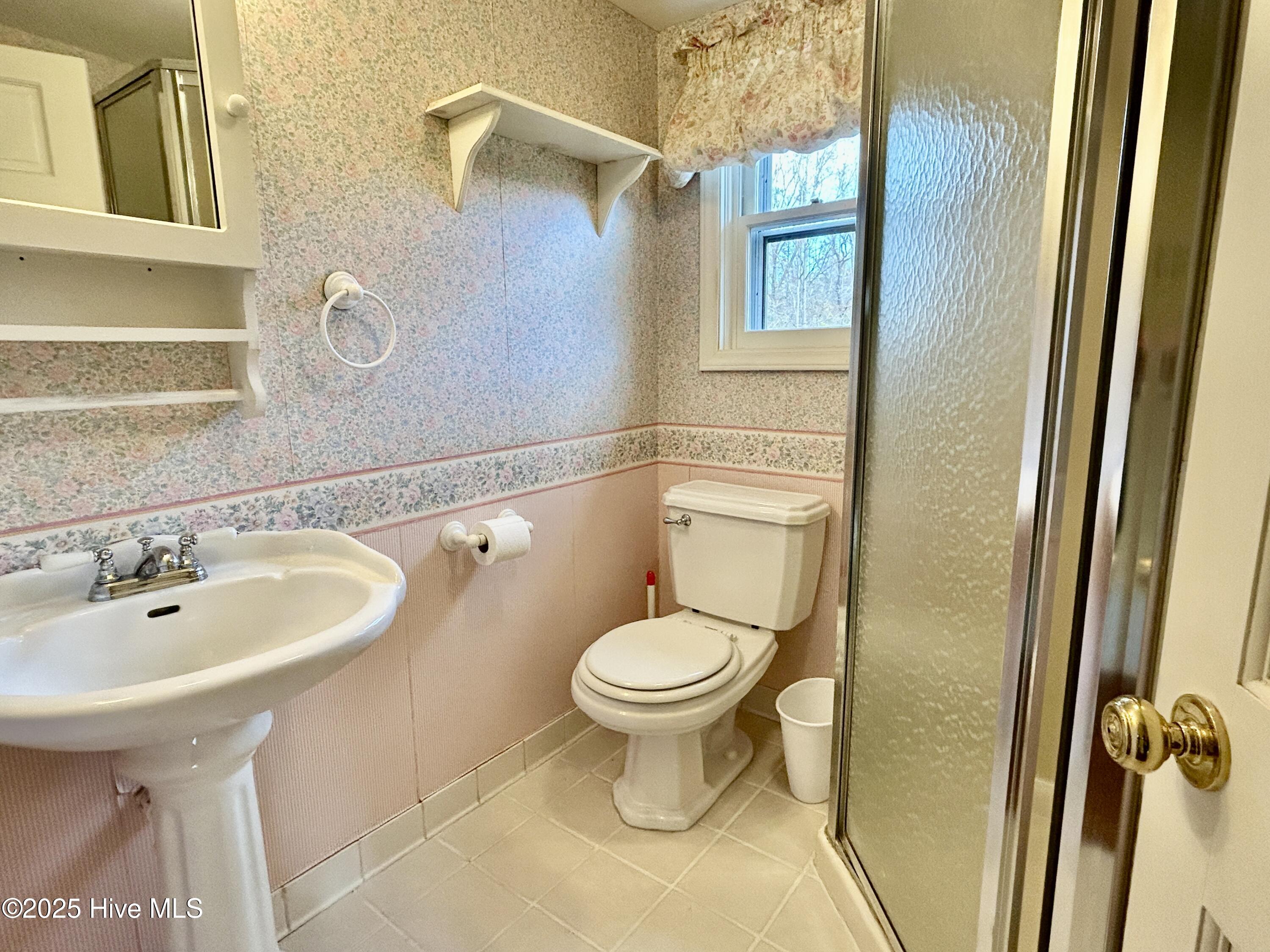 248 Highway 305 Windsor, NC 27983 - Photo 39 of 57 upstairs bath with shower and pedestal vanity