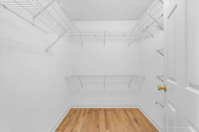 a view of a room with racks on the wall