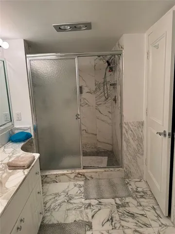 a bathroom with a shower