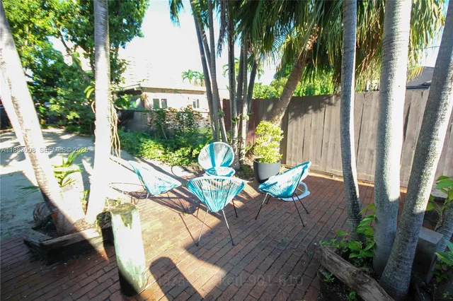 an outdoor view with patio