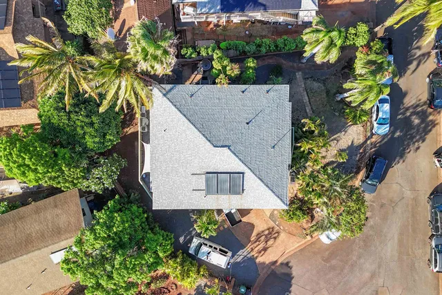 an aerial view of a house