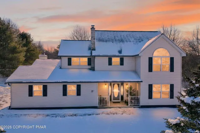 an aerial view of a house
