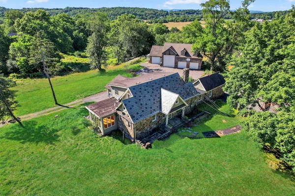 an aerial view of a house