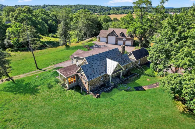 an aerial view of a house