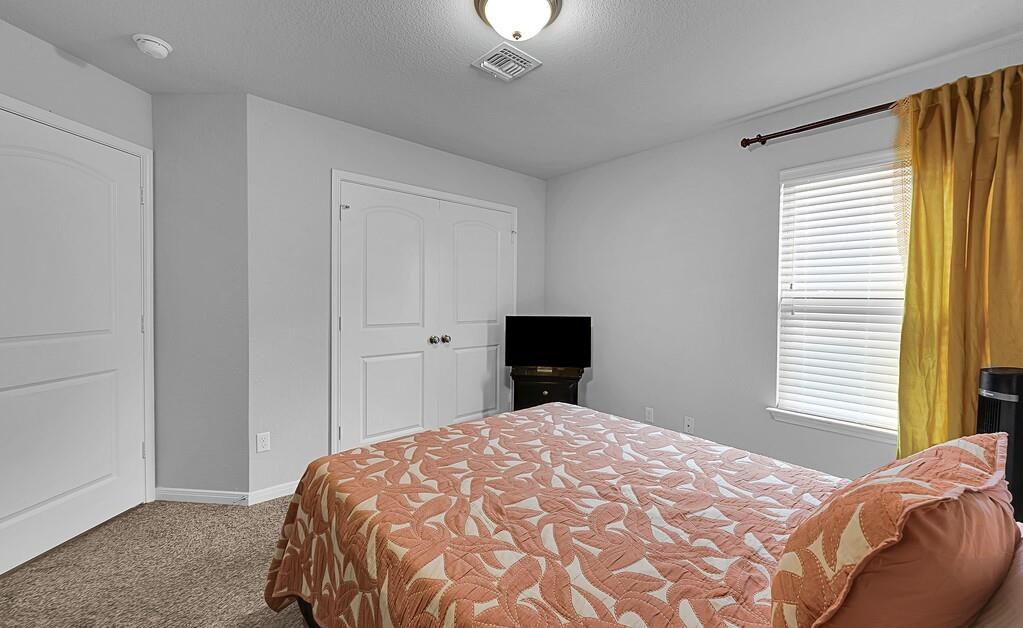 2720 Beutel Road Lorena, TX 76655 - Photo 29 of 37 Bedroom featuring carpet, a closet, and a textured ceiling