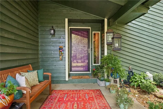 a backyard of a house with seating space
