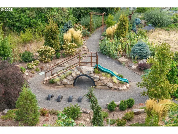 a view of a lake with a yard