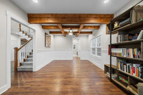 a view of entryway with wooden floor