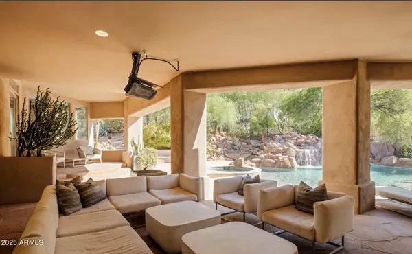 a view of yard from outdoor seating