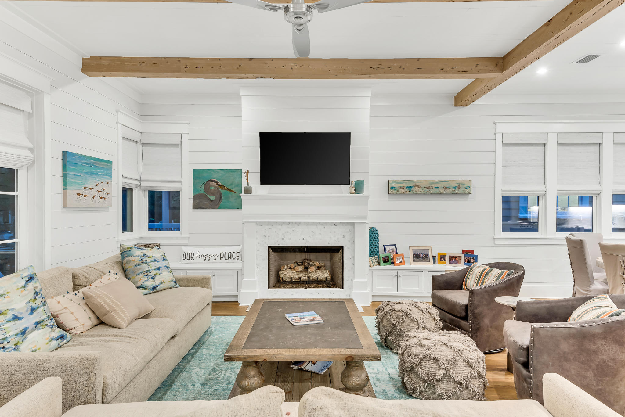 57 Salt Box Lane West Inlet Beach, FL 32461 - Photo 8 of 74 a living room with furniture a flat screen tv and a fireplace
