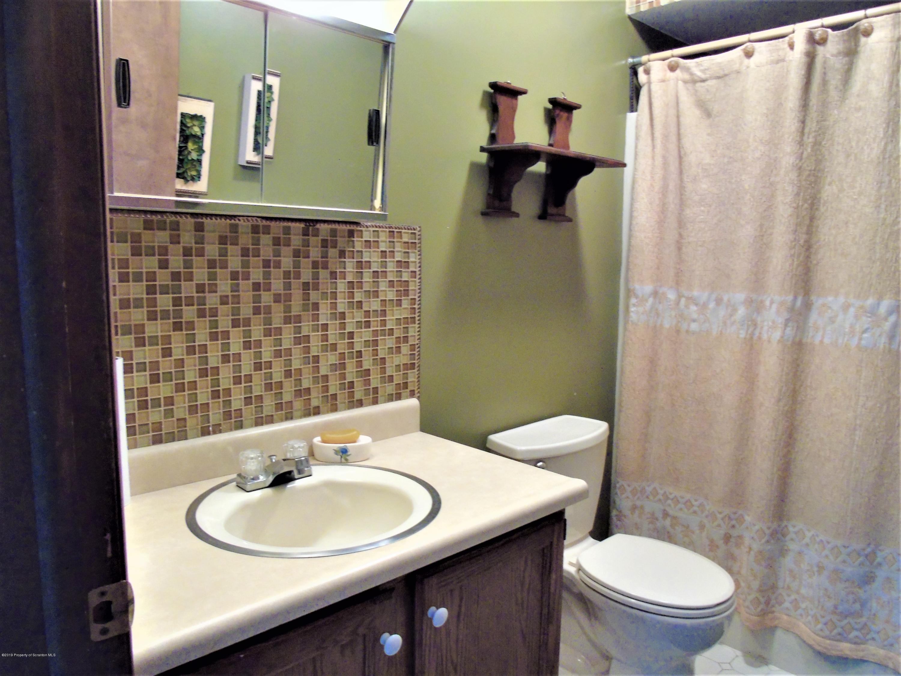 123 Anderson Road Lake Ariel, PA 18436 - Photo 16 of 37 a bathroom with a sink a toilet and shower curtain