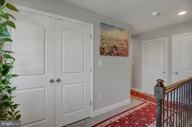 a view of a hallway with closet