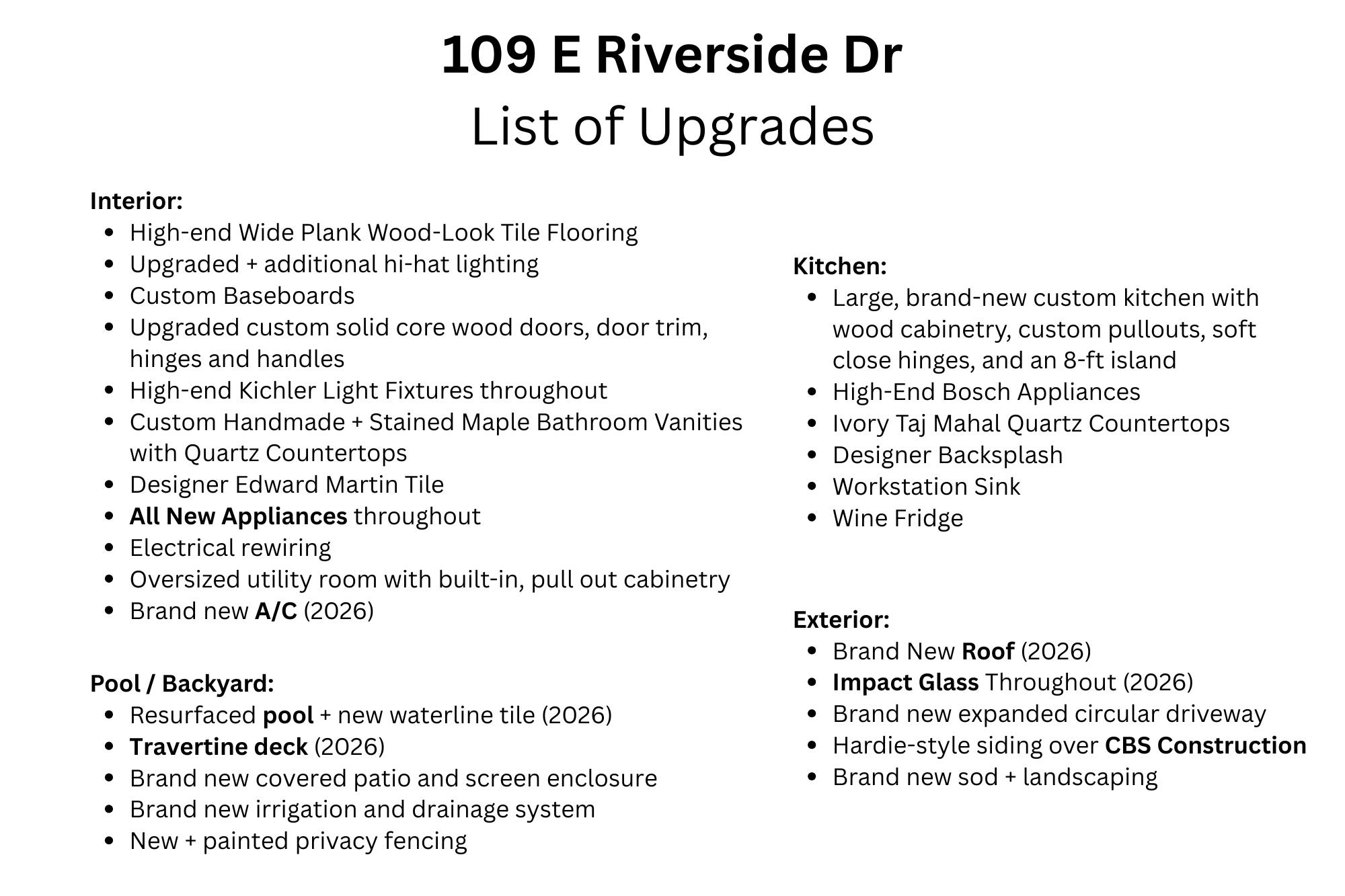 109 East Riverside Drive Jupiter, FL 33469 - Photo 32 of 42 List of Upgrades