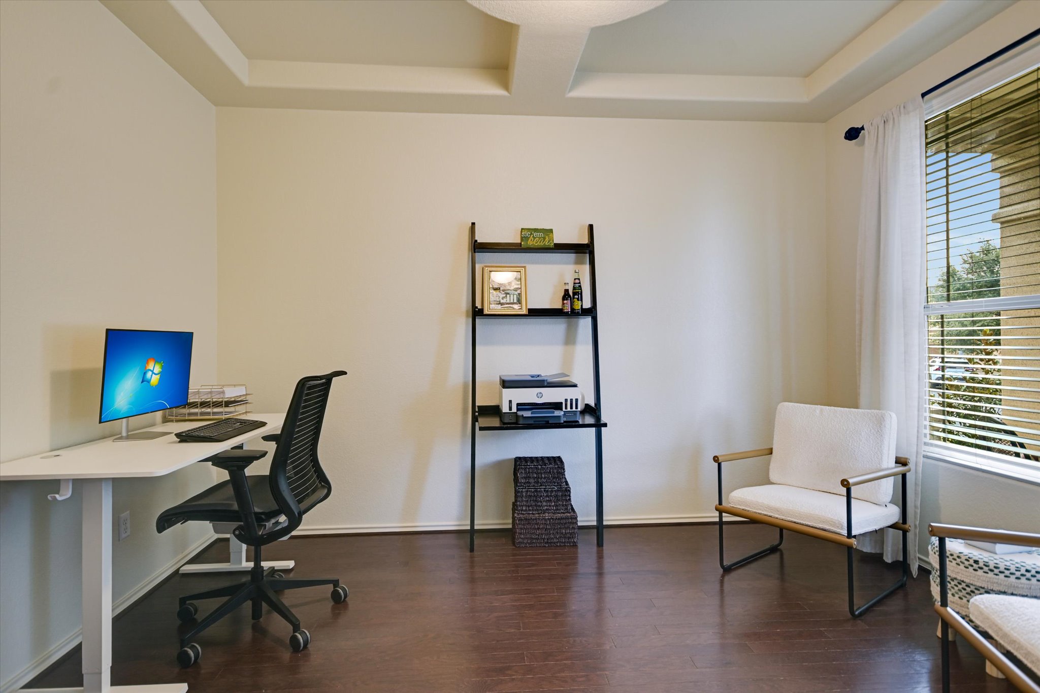 7212 Lookout Bluff Terrace, Unit D18 Austin, TX 78735 - Photo 11 of 22 a view of a workspace with furniture and wooden floor