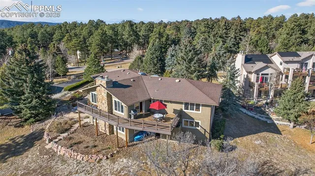 an aerial view of a house