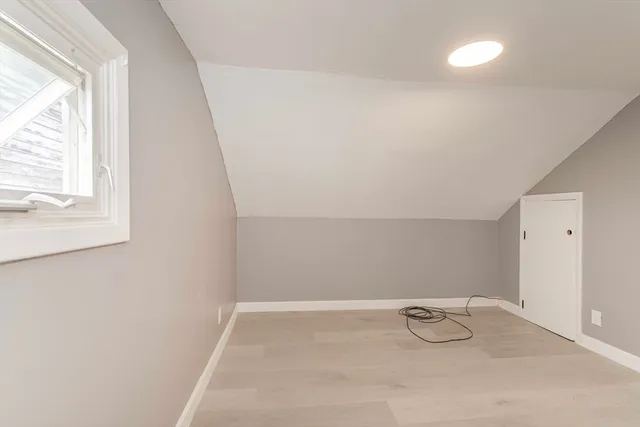 a view of a room with a window