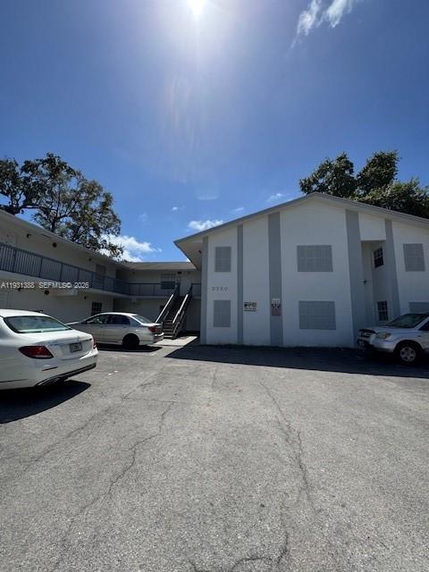 a view of car parked in garage